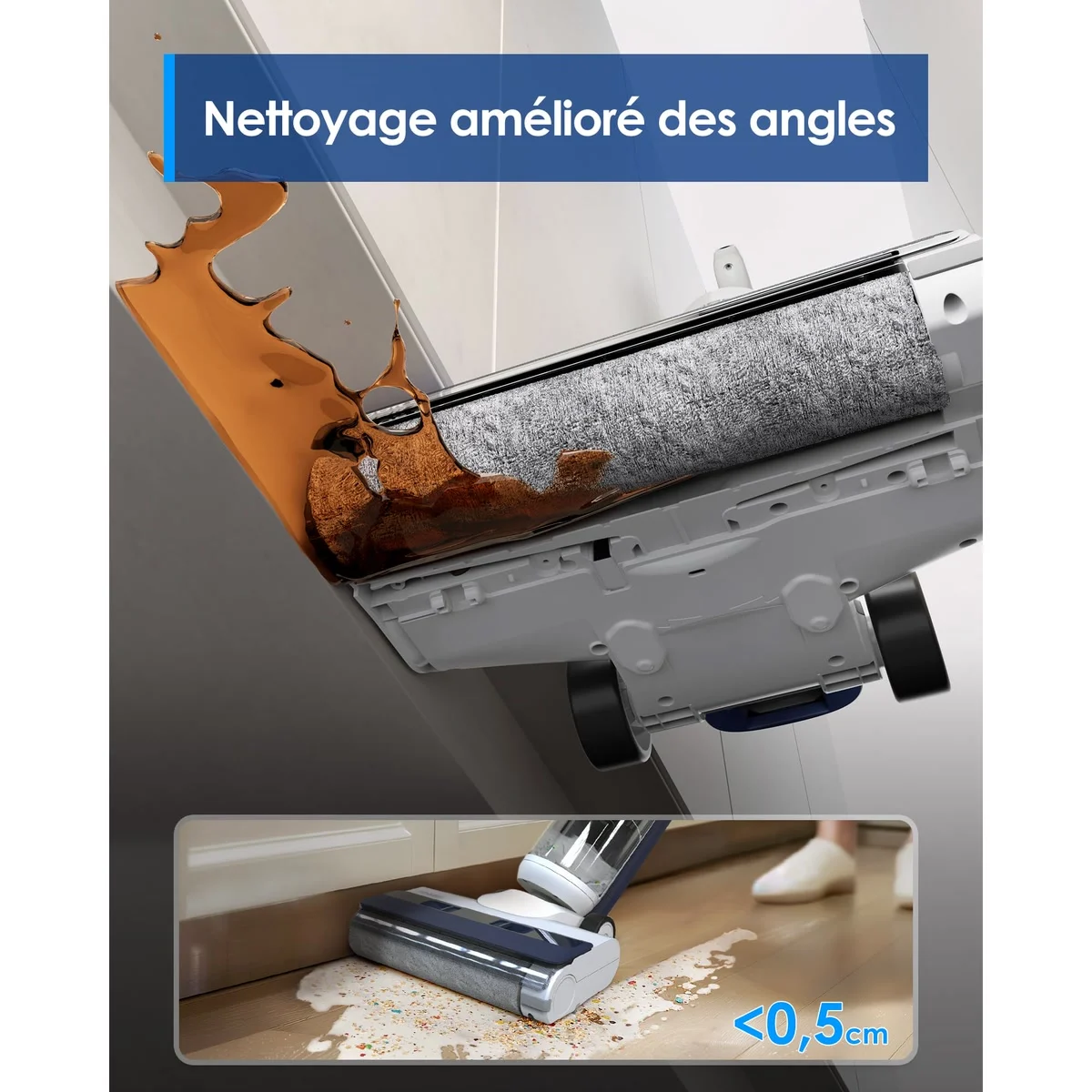 Le Tineco iFLOOR 5 lave jusque dans les angles