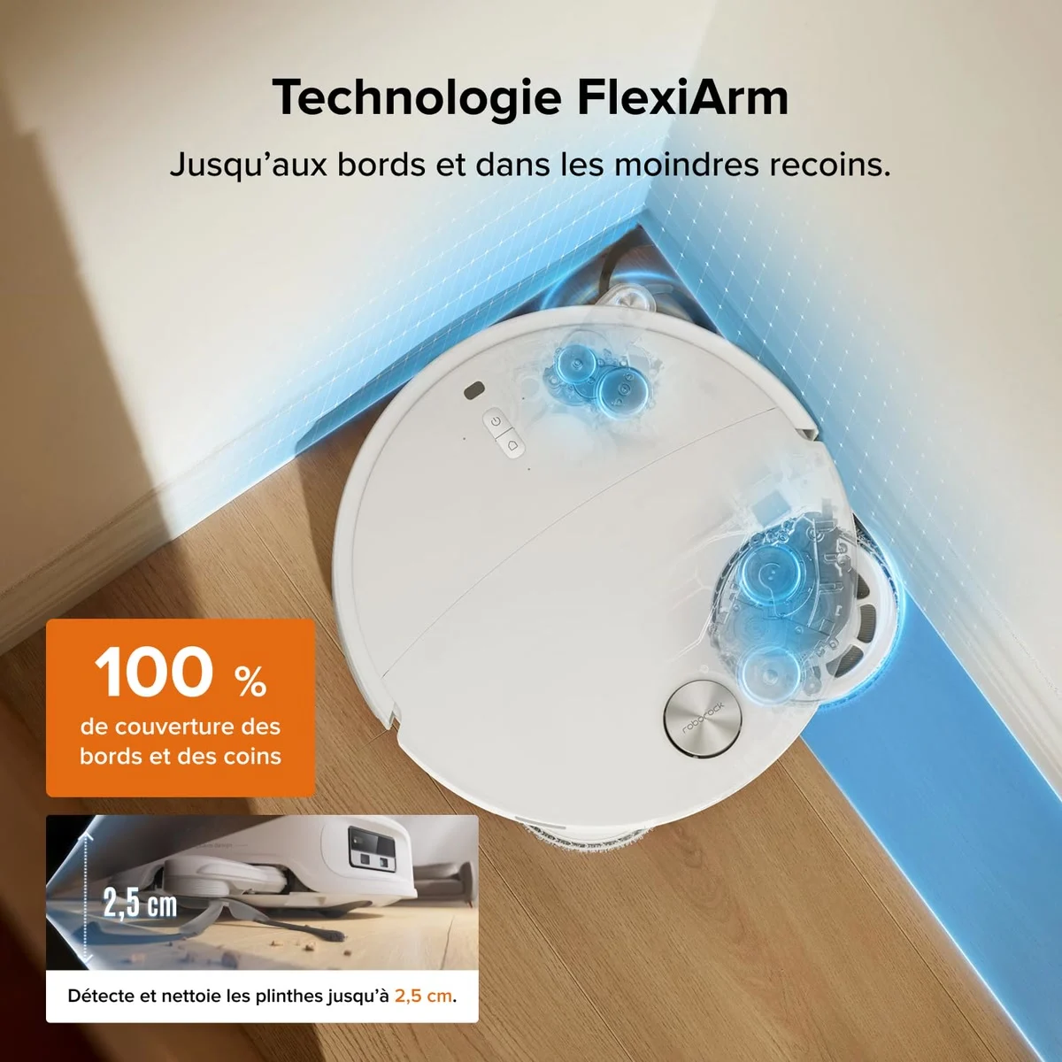 La brosse latérale du Roborock Qrevo Edge 2 va jusque dans les angles