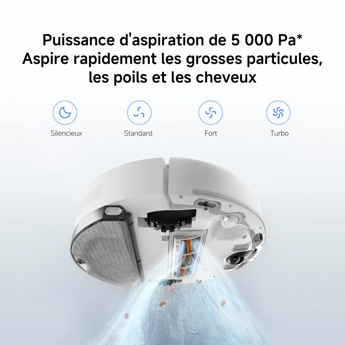 Le Xiaomi S40C aspire grosses particules, poils et cheveux