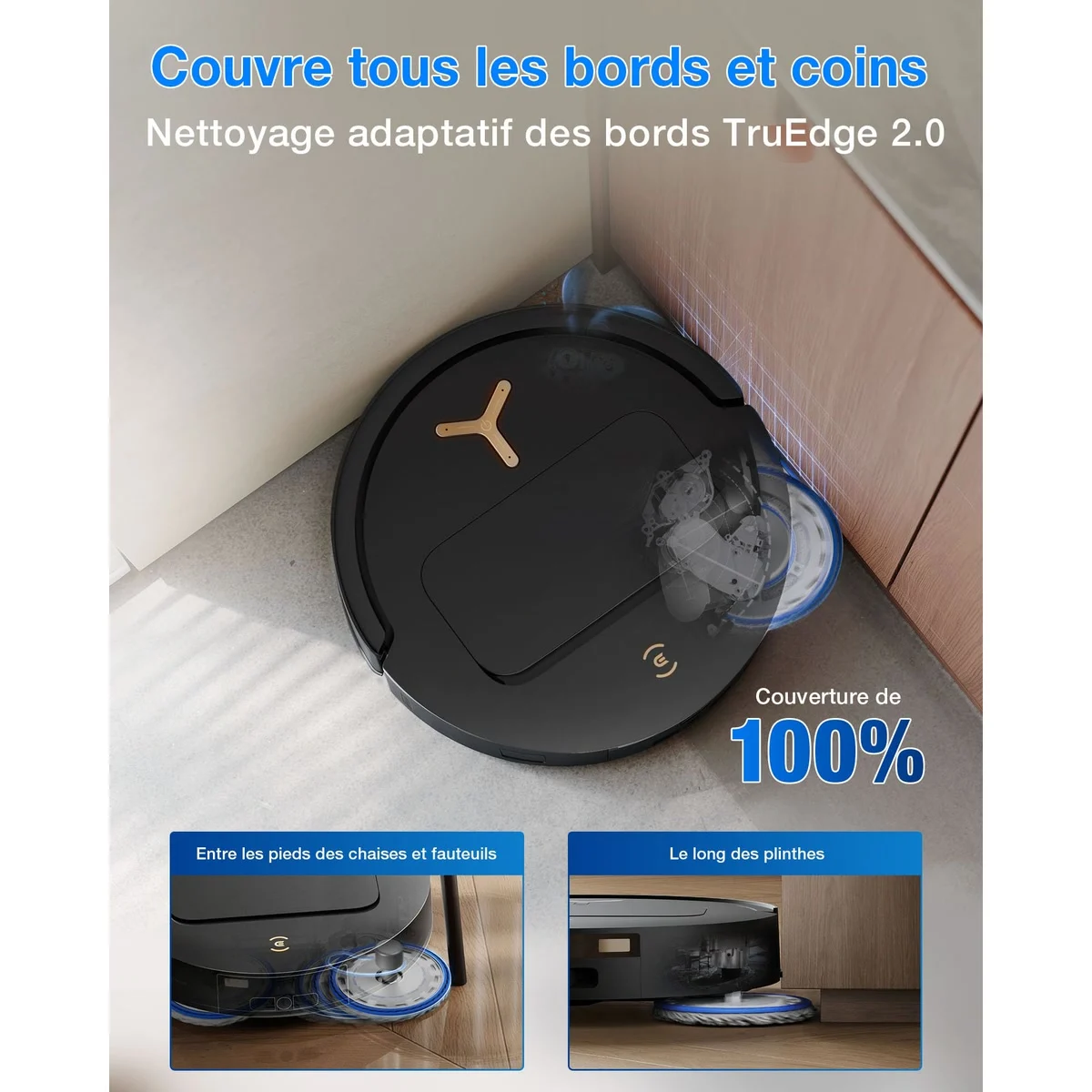 Le Deebot T50 Pro Omni nettoie les bords et les coins