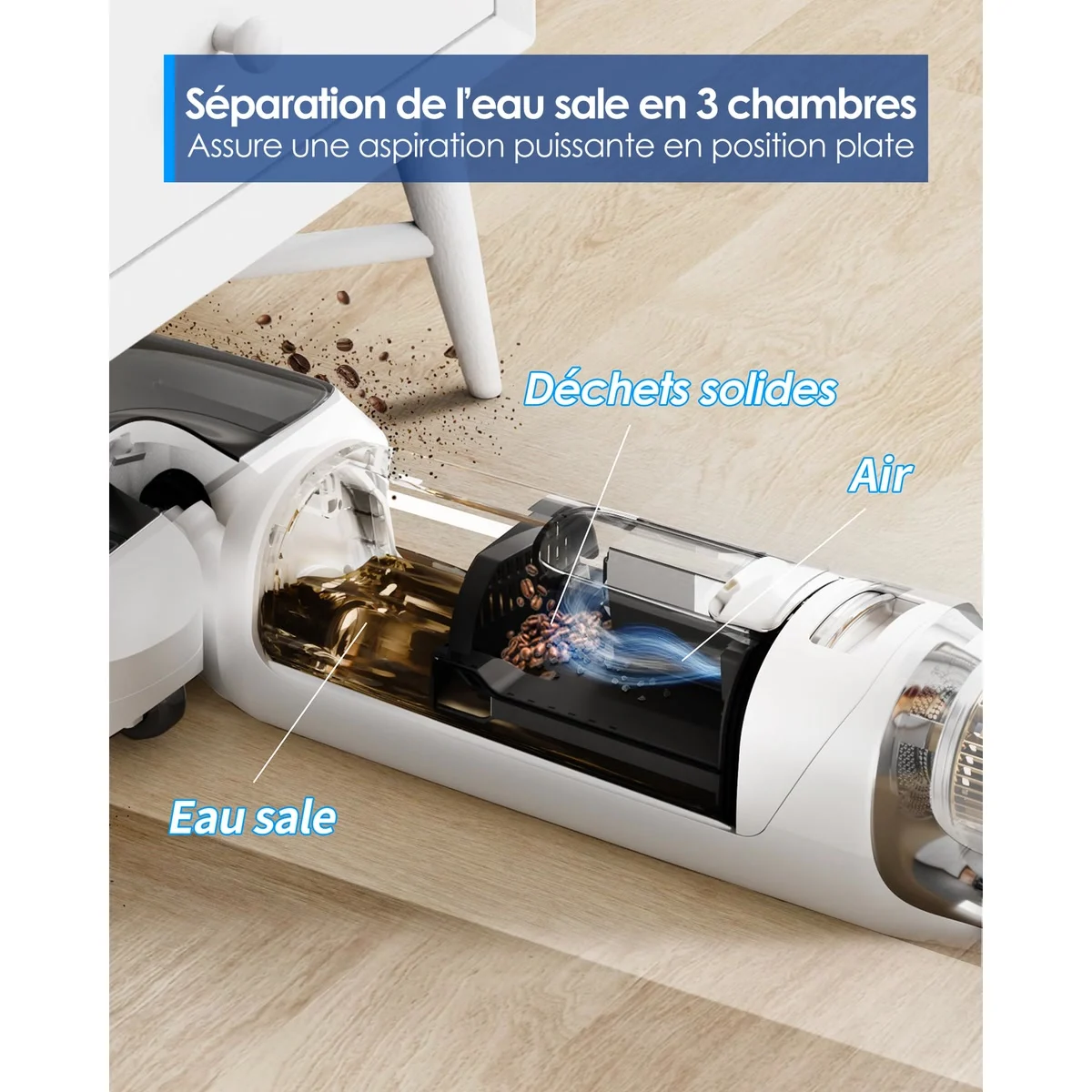Le Tineco Stretch S6 sépare l’eau sale, les déchets et l’air