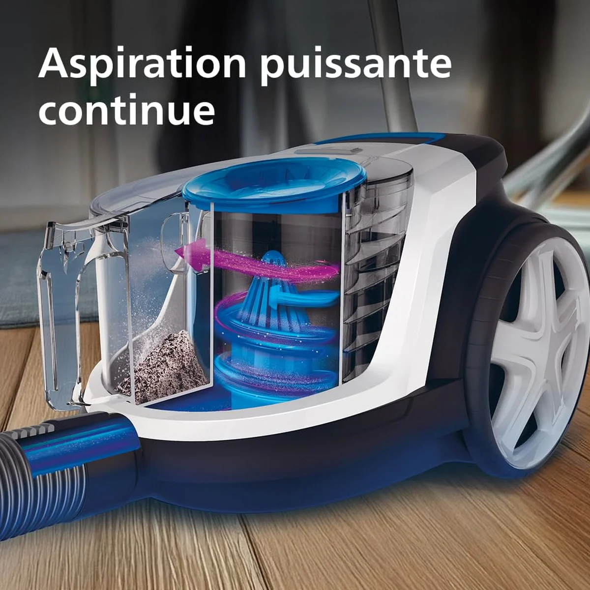 Le bac et le cyclone du Philips PowerPro Compact