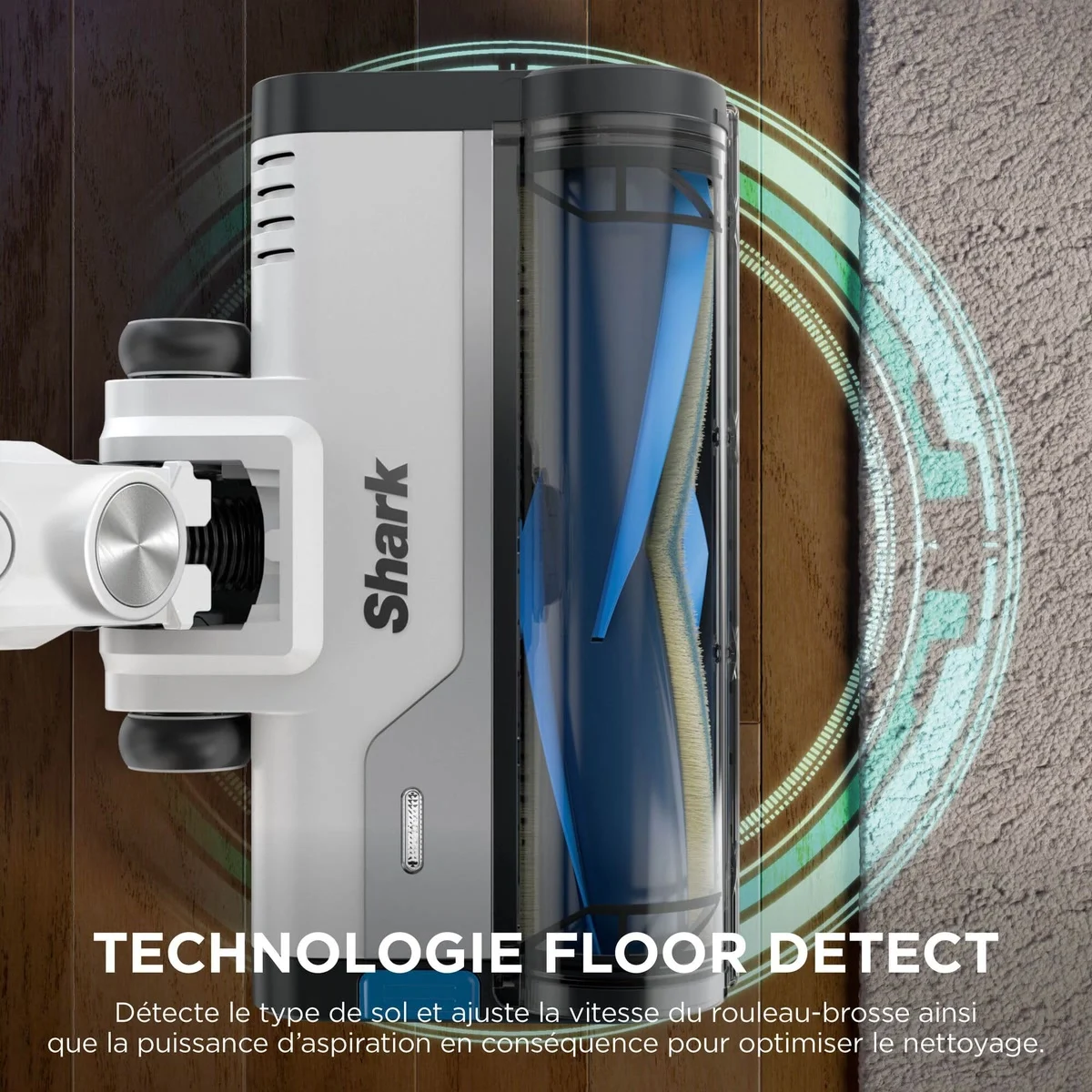 La brosse FloorDetect du Shark PowerPro détecte le type de sol