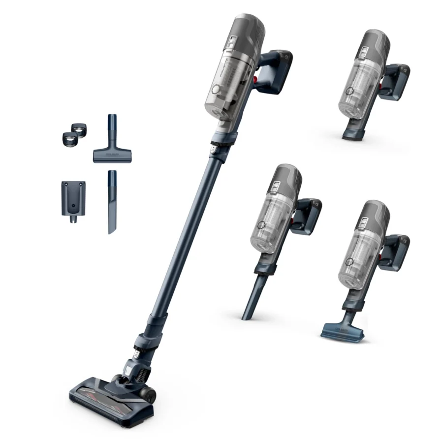 Le Rowenta X-Pert 6.60 et ses accessoires, en balai et en aspirateur à main
