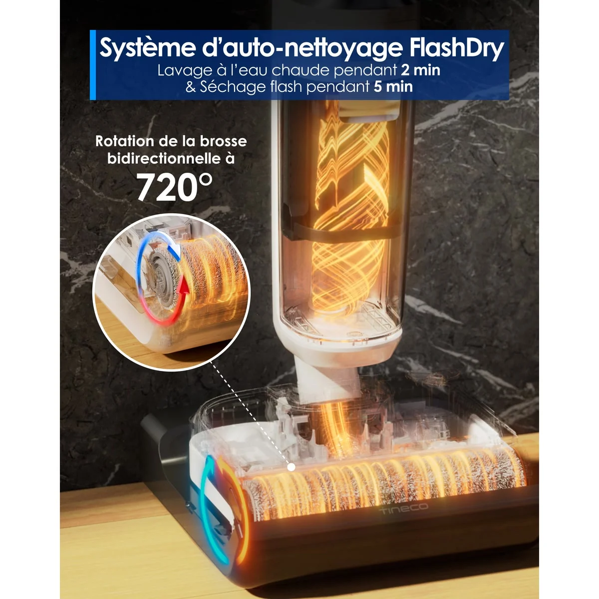 L’autonettoyage FlashDry du Tineco Stretch S6 : lavage à l’eau chaude et séchage