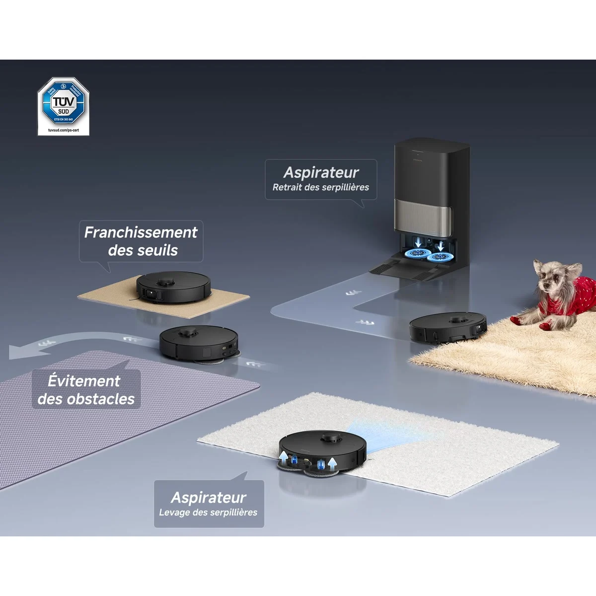 Le Dreame L40s Pro Ultra passe des sols durs aux tapis