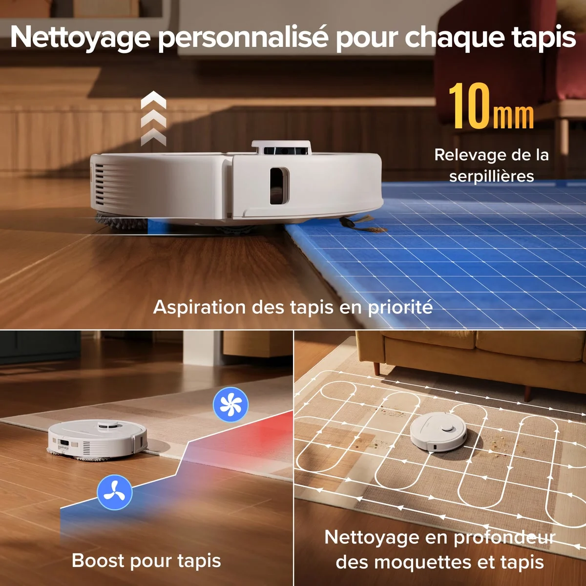Le Roborock Qrevo S Pro relève ses serpillières sur un tapis